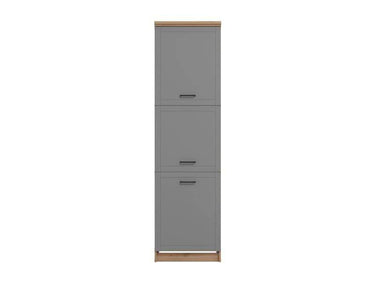 Hudson Grey and Oak Effect Tall Kitchen Larder Unit Pantry Cupboard - UK Luxury Furniture